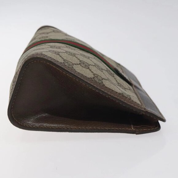 GUCCI GG Supreme Web Sherry Line Clutch Bag PVC Beige 41 014 2125 23 Auth - Picture 10 of 16